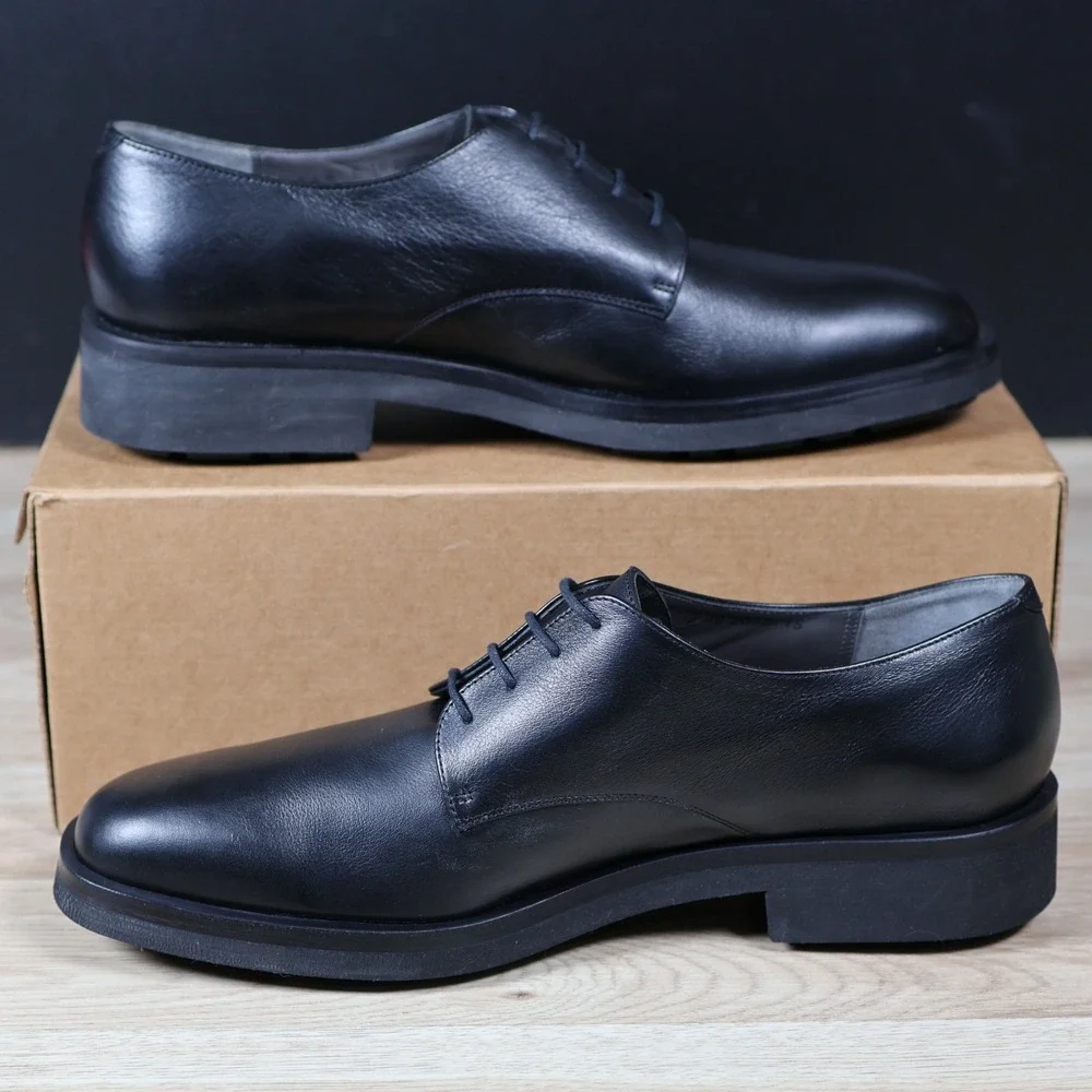 Robert Clergerie Shoes Men 11.5 Black Gian Leather Derby Designer Made in France